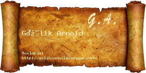 Gálik Arnold névjegykártya